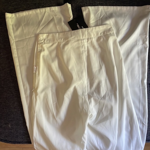 NWT PrettyLittleThing Sheer White Wide Leg Pants - Picture 8 of 11